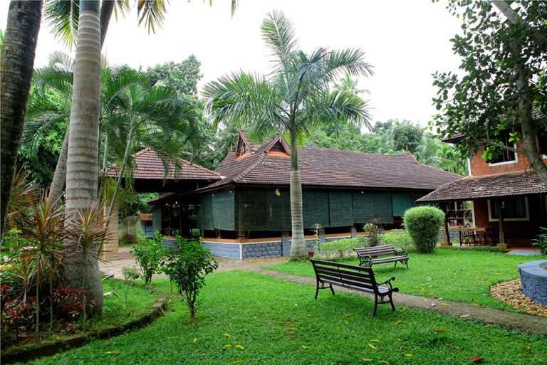 Restaurant garden and reception area